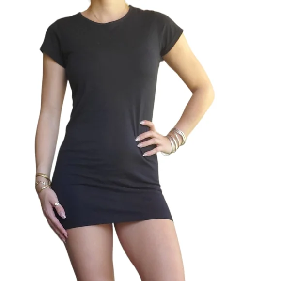 Fiorucci Italy little black t-shirt dress micro mini cotton designer size S - Picture 10 of 10